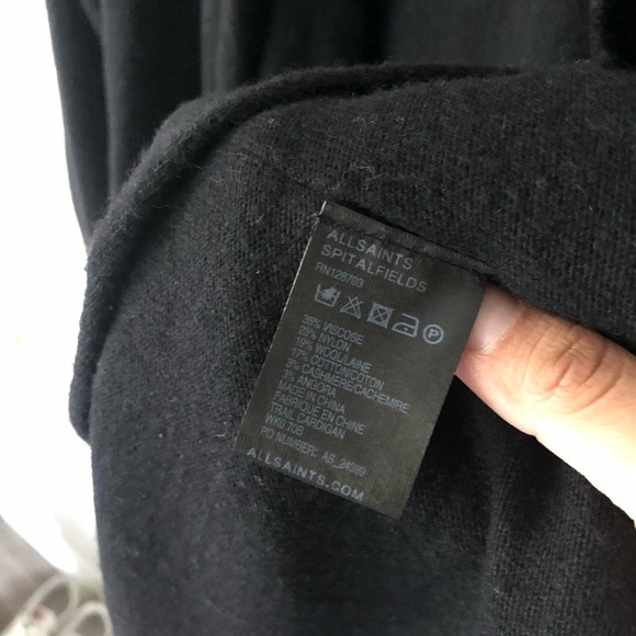 Allsaints Wool Blend Waterfall Cardigan in black Size 6 - Picture 5 of 8